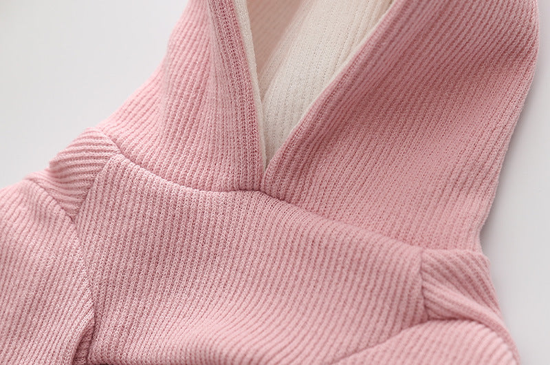 Fato de cão pequeno com camisola de malha e orelhas de coelho