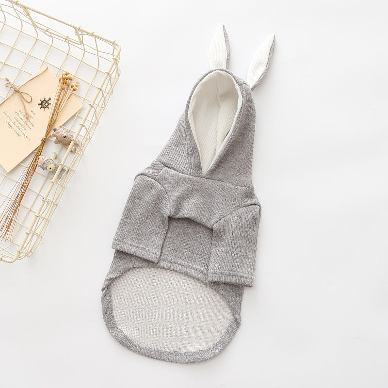 Fato de cão pequeno com camisola de malha e orelhas de coelho